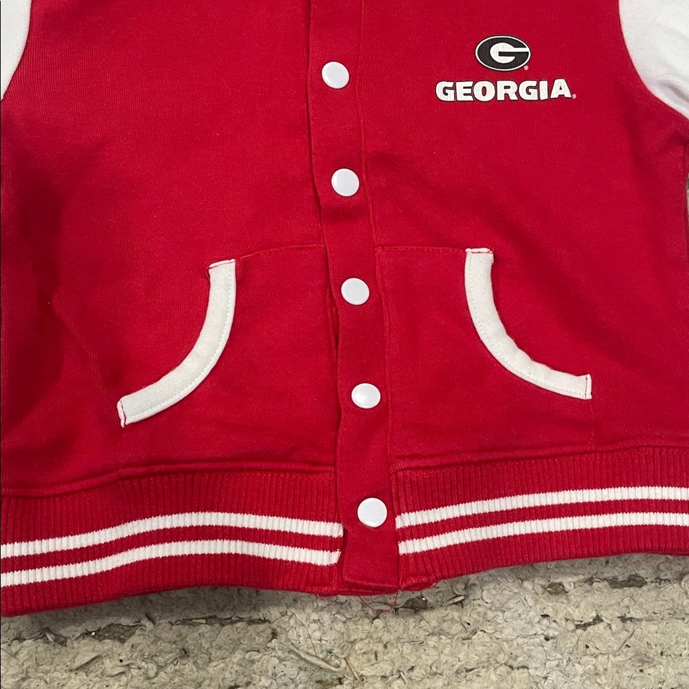 Creative knitwear Red and White Georgia Varsity Jacket and Beanie Set size 12 m - Picture 4 of 10